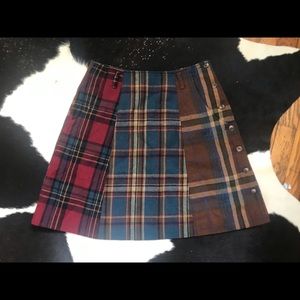Lizwear kilt, 3 different plaids, super funky, pristine condition wool